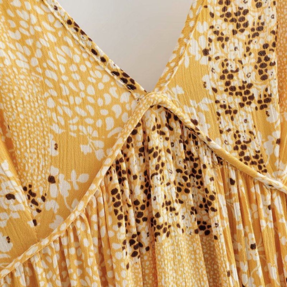 SOLD OUT CLEARANCE Yellow Ditsy Floral Babydoll Summer Tank Dress - Picture 5 of 9